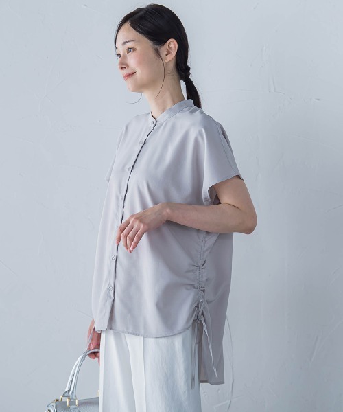 LAUTREAMONT(ロートレアモン)の「【WEB限定】フィルムストライプギャザーブラウス ≪手洗い可能≫(シャツ/ブラウス・レディース・ダークネイビー/グレー系その他・9号)」の4枚目の写真