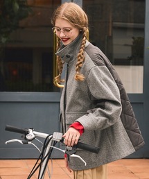 BONLECILL(ボンルシール)の2WAYヘリンボーン×キルト切替スタンドネックコート/ブルゾン(ブルゾン)
