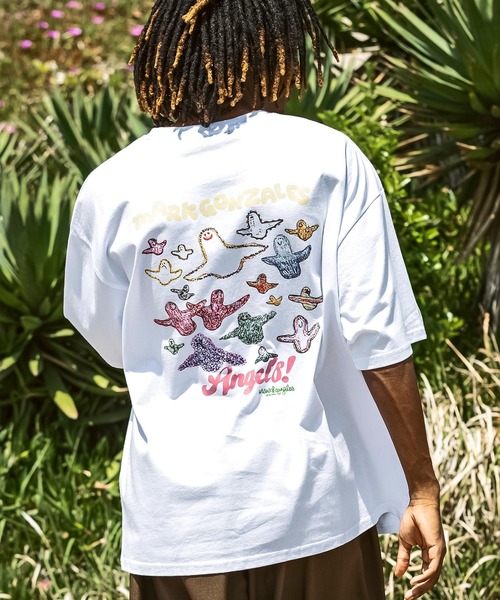 Mark Gonzales(マーク・ゴンザレス)の「【WEB・直営店限定】MARK GONZALES ARTWORK COLLECTION(マーク ゴンザレス)バックプリント バックロゴ 半袖Tシャツ ロゴTシャツ 3type/4colors(Tシャツ/カットソー・メンズ・ホワイト系1/ホワイト系2/ホワイト系3/ブラック系1/ブラック系2/ブラック系3/グリーン系1/グリーン系2/グリーン系3/ブルー系1/ブルー系2/ブルー系3・M/L/XL)」の4枚目の写真