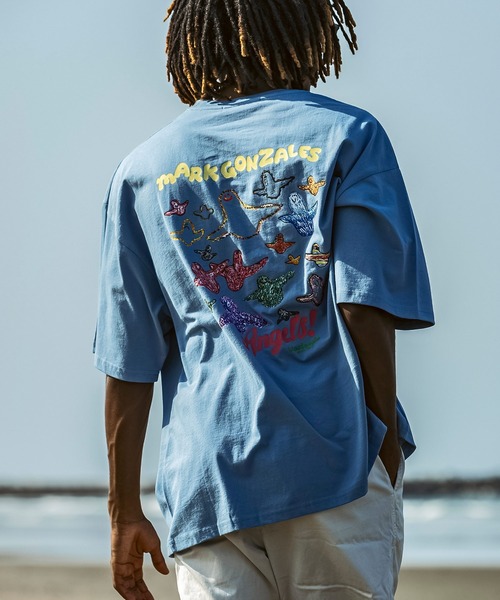 Mark Gonzales(マーク・ゴンザレス)の「【WEB・直営店限定】MARK GONZALES ARTWORK COLLECTION(マーク ゴンザレス)バックプリント バックロゴ 半袖Tシャツ ロゴTシャツ 3type/4colors(Tシャツ/カットソー・メンズ・ホワイト系1/ホワイト系2/ホワイト系3/ブラック系1/ブラック系2/ブラック系3/グリーン系1/グリーン系2/グリーン系3/ブルー系1/ブルー系2/ブルー系3・M/L/XL)」の12枚目の写真