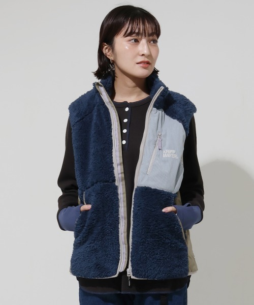 KRIFF MAYER Lady's Collection（クリフメイヤーレディースコレクション）の「【軽い・暖かい】シャギーボアベスト（ベスト・レディース・ネイビー/ブラック/カラフル/グリーン/ブラウン/グレー/ナチュラル・LARGE/MEDIUM）」の6枚目の写真