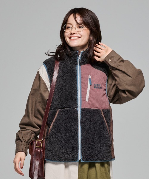 KRIFF MAYER Lady's Collection（クリフメイヤーレディースコレクション）の「【軽い・暖かい】シャギーボアベスト（ベスト・レディース・ネイビー/ブラック/カラフル/グリーン/ブラウン/グレー/ナチュラル・LARGE/MEDIUM）」の2枚目の写真