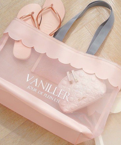 le reve vaniller（ル レーヴ ヴァニレ）の「スカラップ メッシュ ラージ トートバッグ le reve vaniller（トートバッグ・レディース・オフホワイト/ピンク・フリー）」の8枚目の写真