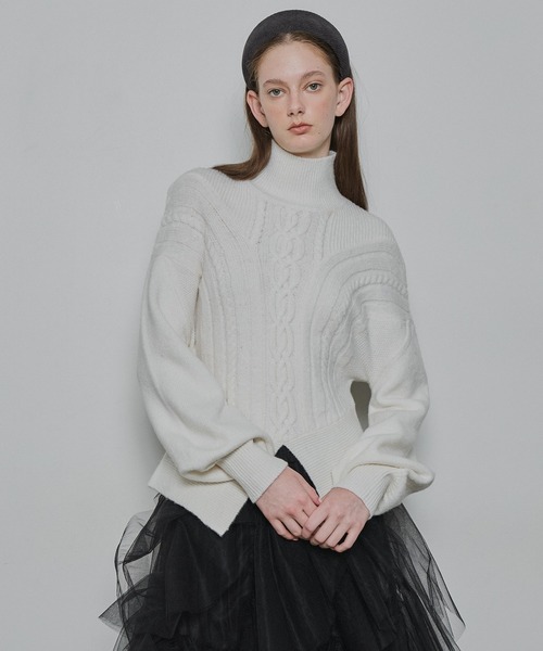 セール】【TEN by LA BELLE ETUDE】ケーブル柄ペプラムニット（ニット