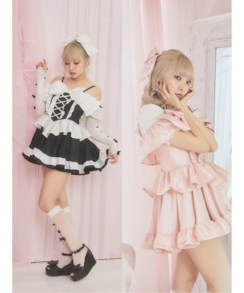 Starry(スターリー)の「アイドルシャンタンリボンミニドレス(ドレス・レディース・ピンク/ブラック・FREE)」の3枚目の写真