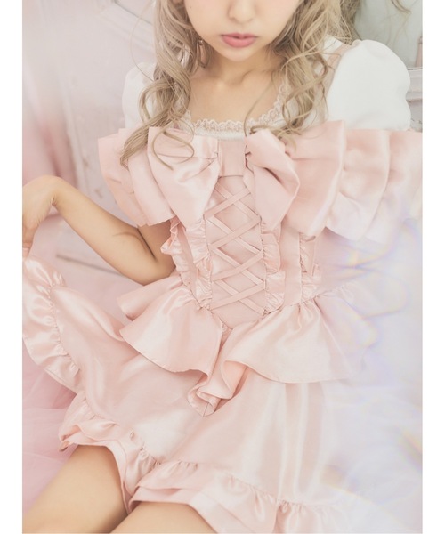 Starry(スターリー)の「アイドルシャンタンリボンミニドレス(ドレス・レディース・ピンク/ブラック・FREE)」の5枚目の写真