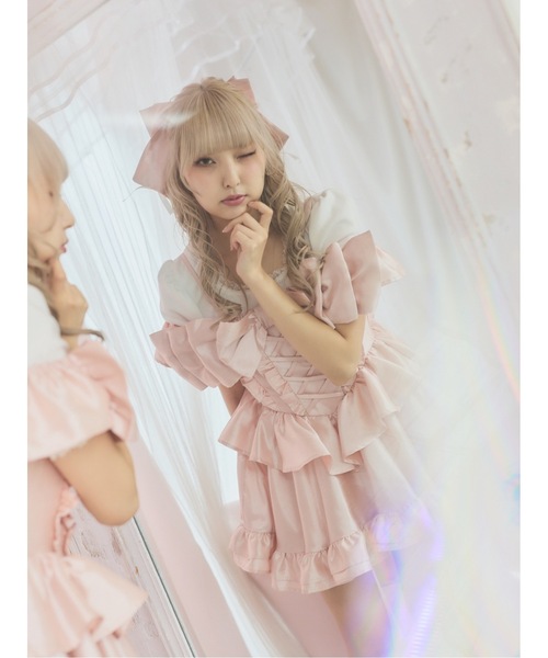 Starry(スターリー)の「アイドルシャンタンリボンミニドレス(ドレス・レディース・ピンク/ブラック・FREE)」の9枚目の写真
