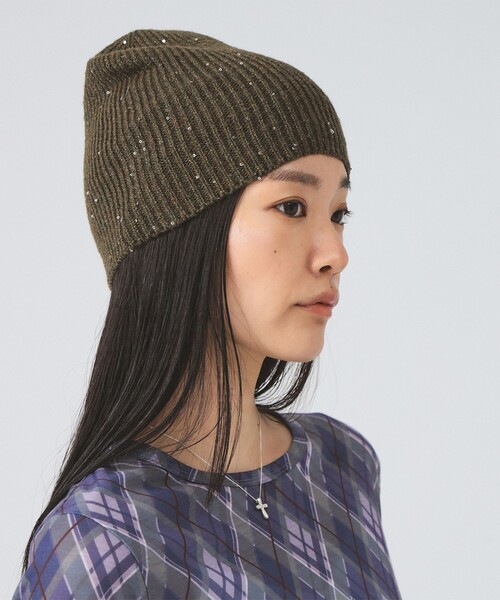 Ray BEAMS（レイビームス）の「スパンコール ビーニー 25（ニットキャップ/ビーニー・レディース・ブラック/グレー/オリーブ・ONE SIZE）」の3枚目の写真