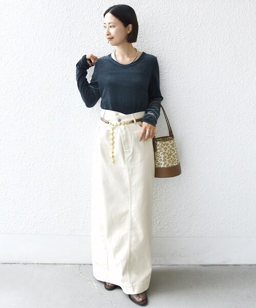 SHIPS(シップス)の「〈手洗い可能〉シアー トリコット ポリエステル ベロア 前後2WAY ロングスリーブ(Tシャツ/カットソー・レディース・ネイビー/ダークグレー/オフホワイト・ONE SIZE)」の19枚目の写真