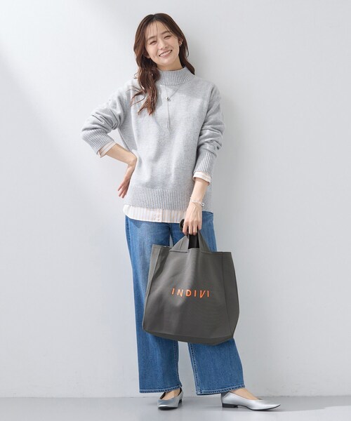 INDIVI（インディヴィ）の「【A4サイズ対応】ロゴニットトート（トートバッグ・レディース・グレー系その他6/ブラック/ブラック系5/ダークグレー・00）」の20枚目の写真