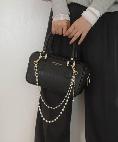 SLOBE IENA(スローブイエナ)の「ANTONELLO MASI/アントネッロマージ SLOBE別注 レザーボストンバッグ(ボストンバッグ・レディース・ブラック/ベージュ・FREE)」の4枚目の写真