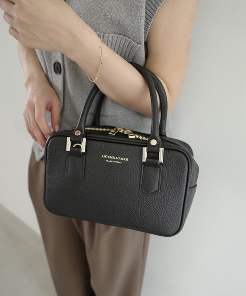 SLOBE IENA(スローブイエナ)の「ANTONELLO MASI/アントネッロマージ SLOBE別注 レザーボストンバッグ(ボストンバッグ・レディース・ブラック/ベージュ・FREE)」の8枚目の写真