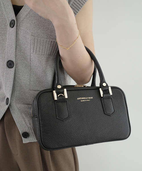 SLOBE IENA(スローブイエナ)の「ANTONELLO MASI/アントネッロマージ SLOBE別注 レザーボストンバッグ(ボストンバッグ・レディース・ブラック/ベージュ・FREE)」の9枚目の写真