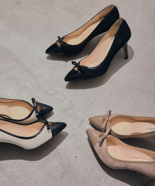 SEVEN TWELVE THIRTY(セヴントゥエルヴサーティー)の「LovelyWalk リボンコンビパンプス(パンプス・レディース・ブラック/ホワイト×ブラック/グレイッシュベージュ/ブラック系その他・22cm/22.5cm/23cm/23.5cm/24cm/24.5cm)」の20枚目の写真