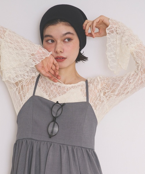 loin nuit(ロワンニュイ)の「bell sleeve lace tops / ベルスリーブレーストップス(Tシャツ/カットソー・レディース・アイボリー/ブラック・FREE)」の18枚目の写真