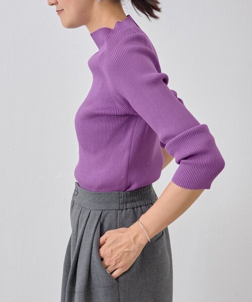 BEARDSLEY（ビアズリー）の「ハイネックリブニット（ニット/セーター・レディース・キャメル/パープル・FREE）」の20枚目の写真