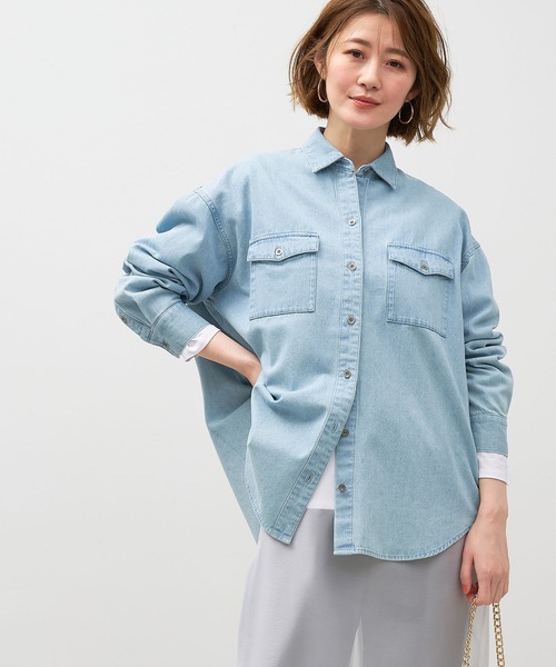 MICA&DEAL（マイカ＆ディール）の「ミリタリーシャツ〈セットアップ対応〉（シャツ/ブラウス・レディース・ライトブルー/チャコールグレー/ブラウン・FREE）」の3枚目の写真