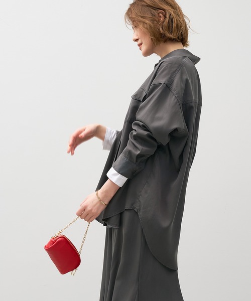 MICA&DEAL（マイカ＆ディール）の「ミリタリーシャツ〈セットアップ対応〉（シャツ/ブラウス・レディース・ライトブルー/チャコールグレー/ブラウン・FREE）」の6枚目の写真