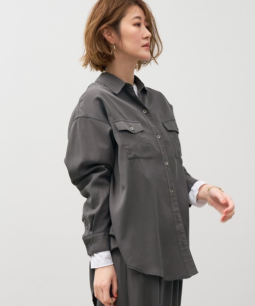 MICA&DEAL（マイカ＆ディール）の「ミリタリーシャツ〈セットアップ対応〉（シャツ/ブラウス・レディース・ライトブルー/チャコールグレー/ブラウン・FREE）」の7枚目の写真