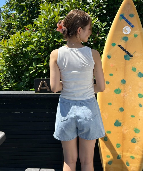 Loco Ocean(ロコオーシャン)の「hawaii ロゴ リブ タンクトップ 夏服(タンクトップ・レディース・ブラック/ホワイト・M/L)」の5枚目の写真