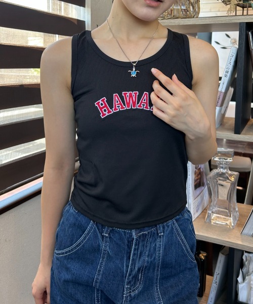 Loco Ocean(ロコオーシャン)の「hawaii ロゴ リブ タンクトップ 夏服(タンクトップ・レディース・ブラック/ホワイト・M/L)」の7枚目の写真