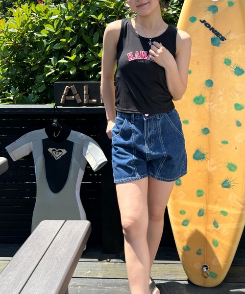 Loco Ocean(ロコオーシャン)の「hawaii ロゴ リブ タンクトップ 夏服(タンクトップ・レディース・ブラック/ホワイト・M/L)」の10枚目の写真