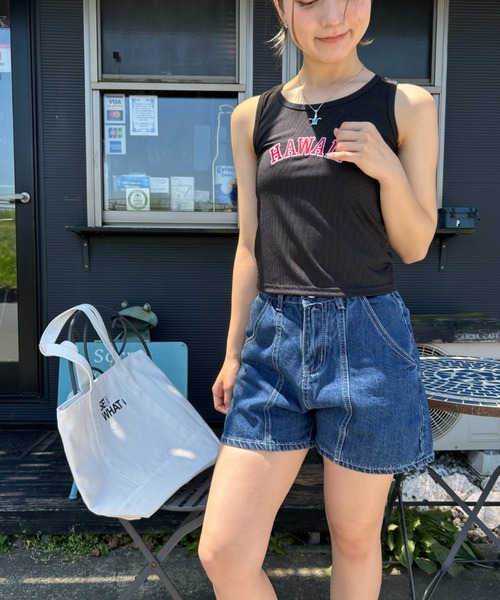 Loco Ocean(ロコオーシャン)の「hawaii ロゴ リブ タンクトップ 夏服(タンクトップ・レディース・ブラック/ホワイト・M/L)」の11枚目の写真