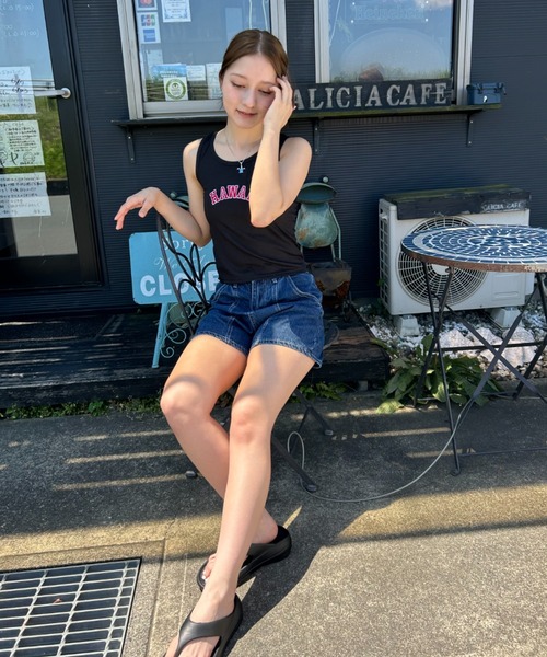 Loco Ocean(ロコオーシャン)の「hawaii ロゴ リブ タンクトップ 夏服(タンクトップ・レディース・ブラック/ホワイト・M/L)」の12枚目の写真