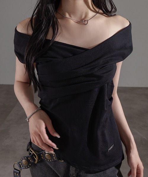 apres jour mignon(アプレジュールミニョン)の「2WAYオフショルトップス【ZOZOTOWN限定アイテム】(Tシャツ/カットソー・レディース・チャコールグレー/ブラック/杢グレー・X-LARGE/フリー)」の2枚目の写真