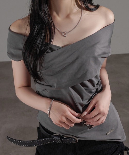 apres jour mignon(アプレジュールミニョン)の「2WAYオフショルトップス【ZOZOTOWN限定アイテム】(Tシャツ/カットソー・レディース・チャコールグレー/ブラック/杢グレー・X-LARGE/フリー)」の9枚目の写真