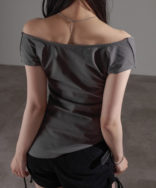 apres jour mignon(アプレジュールミニョン)の「2WAYオフショルトップス【ZOZOTOWN限定アイテム】(Tシャツ/カットソー・レディース・チャコールグレー/ブラック/杢グレー・X-LARGE/フリー)」の10枚目の写真