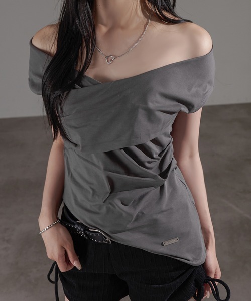 apres jour mignon(アプレジュールミニョン)の「2WAYオフショルトップス【ZOZOTOWN限定アイテム】(Tシャツ/カットソー・レディース・チャコールグレー/ブラック/杢グレー・X-LARGE/フリー)」の20枚目の写真