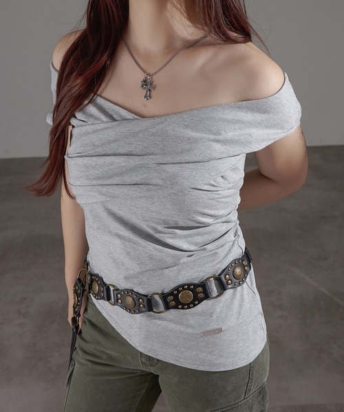 apres jour mignon(アプレジュールミニョン)の「2WAYオフショルトップス【ZOZOTOWN限定アイテム】(Tシャツ/カットソー・レディース・チャコールグレー/ブラック/杢グレー・X-LARGE/フリー)」の13枚目の写真