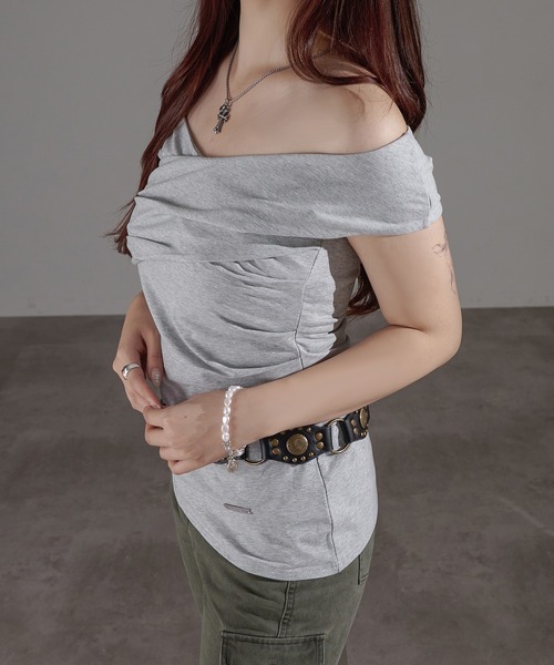 apres jour mignon(アプレジュールミニョン)の「2WAYオフショルトップス【ZOZOTOWN限定アイテム】(Tシャツ/カットソー・レディース・チャコールグレー/ブラック/杢グレー・X-LARGE/フリー)」の4枚目の写真