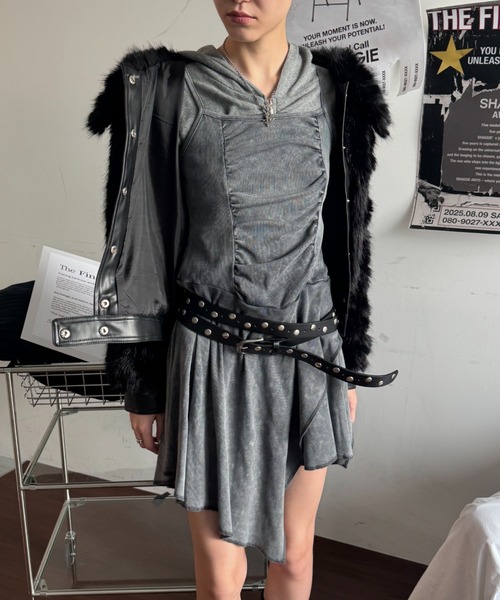 SHAGGIE(シャギー)の「【ViVi掲載】2WAYストラップウォッシュ加工ミニワンピース(ワンピース・レディース・ベージュ/グレー・FREE)」の16枚目の写真