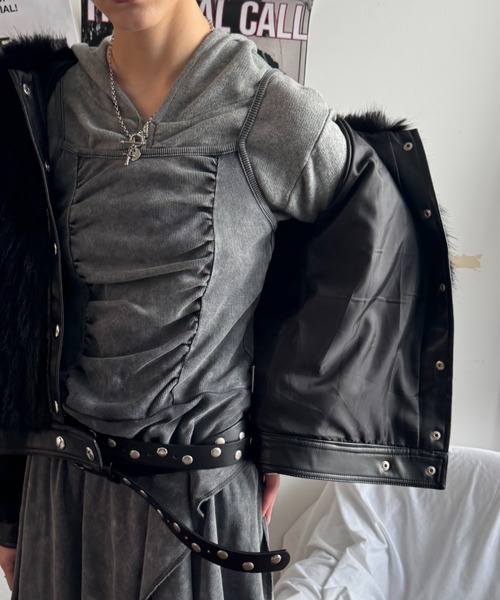 SHAGGIE(シャギー)の「【ViVi掲載】2WAYストラップウォッシュ加工ミニワンピース(ワンピース・レディース・ベージュ/グレー・FREE)」の17枚目の写真