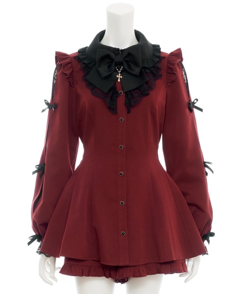 Secret Honey（シークレットハニー）の「袖スリットレースフリルセットアップ（セットアップ・レディース・ブラック系その他/ブラック/ワインレッド・MEDIUM）」の19枚目の写真