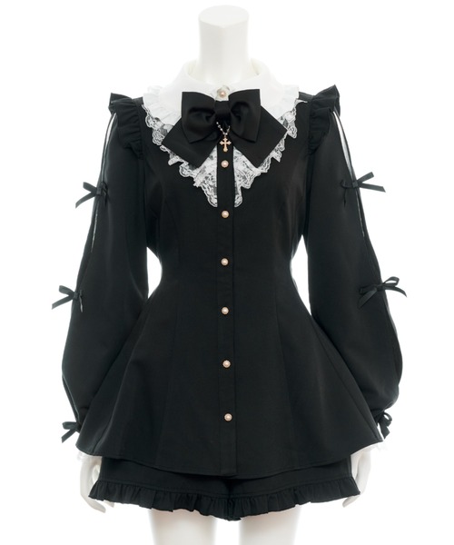 Secret Honey（シークレットハニー）の「袖スリットレースフリルセットアップ（セットアップ・レディース・ブラック系その他/ブラック/ワインレッド・MEDIUM）」の14枚目の写真