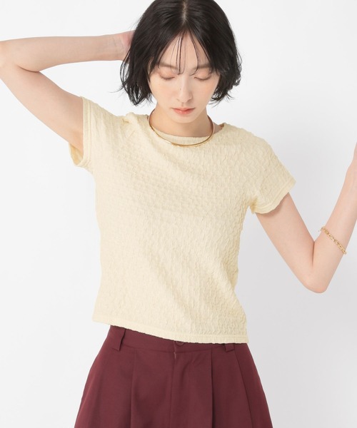 studio CLIP(スタディオクリップ)の「【daily CLIP】シャーリングコンパクトブラウス(Tシャツ/カットソー・レディース・ホワイト/ブラック・FREE)」の1枚目の写真