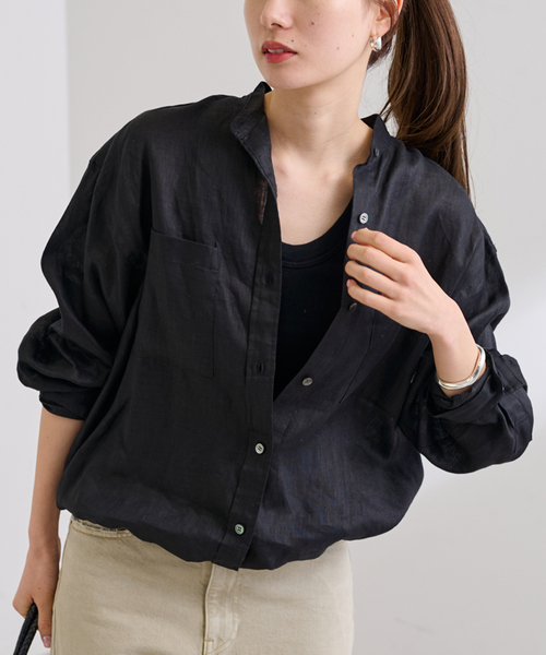 【新品未使用】フレームワーク フレンチリネンドロストシャツ FRAMeWORK（フレームワーク）の「フレンチリネンドロストシャツ