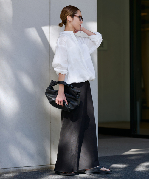 新品タグつき　FRAMEWORK フレンチリネンドロストシャツ　黒　ブラック FRAMeWORK（フレームワーク）の「≪追加≫フレンチリネン