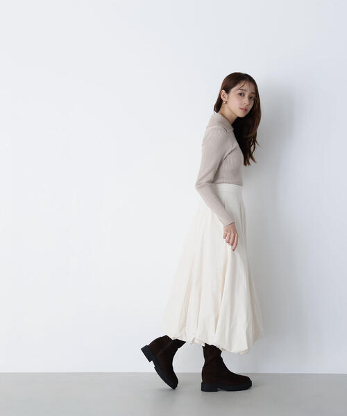 NATURAL BEAUTY BASIC（ナチュラルビューティーベーシック）の「◇マチバルーンスカート（スカート・レディース・ブラック/ダークブラウン/オフホワイト・SMALL/MEDIUM/P/S）」の7枚目の写真