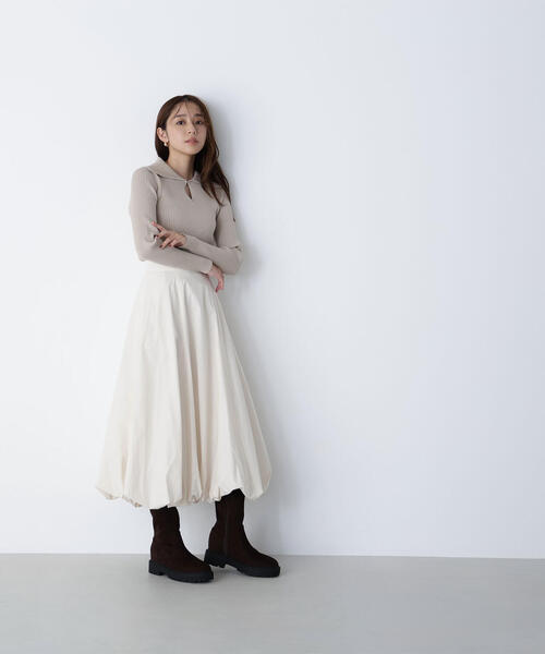 NATURAL BEAUTY BASIC（ナチュラルビューティーベーシック）の「◇マチバルーンスカート（スカート・レディース・ブラック/ダークブラウン/オフホワイト・SMALL/MEDIUM/P/S）」の8枚目の写真