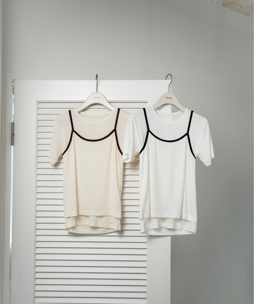 lawgy（ラウジー）の「bicolor rafu cami set tops / バイカラーラフキャミセットトップス（Tシャツ/カットソー・レディース・クリーム/ホワイト・FREE）」の10枚目の写真