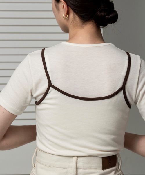 lawgy（ラウジー）の「bicolor rafu cami set tops / バイカラーラフキャミセットトップス（Tシャツ/カットソー・レディース・クリーム/ホワイト・FREE）」の8枚目の写真