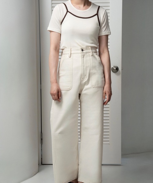 lawgy（ラウジー）の「bicolor rafu cami set tops / バイカラーラフキャミセットトップス（Tシャツ/カットソー・レディース・クリーム/ホワイト・FREE）」の9枚目の写真