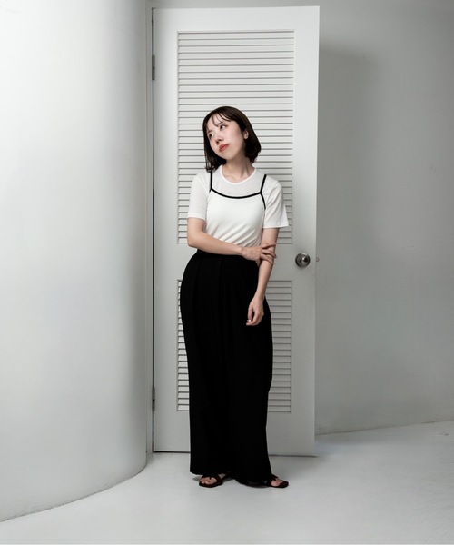 lawgy（ラウジー）の「bicolor rafu cami set tops / バイカラーラフキャミセットトップス（Tシャツ/カットソー・レディース・クリーム/ホワイト・FREE）」の6枚目の写真