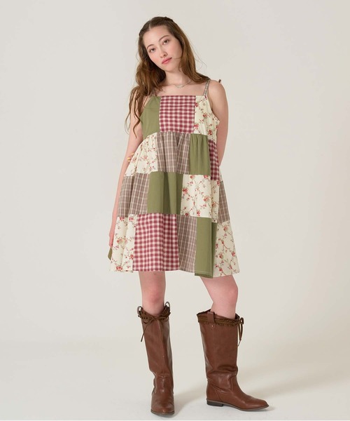 TINA:JOJUN(ティーナジョジュン)の「パッチワーク キャミワンピース TINA:JOJUN(ワンピース・レディース・カーキ/ピンク・M)」の18枚目の写真