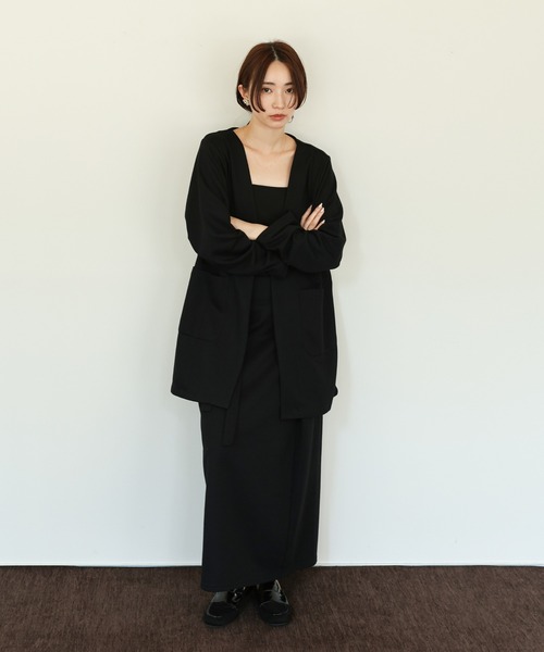 select MOCA Et（セレクトモカエト）の「【Et】Brushed Lining Jacket Wrap Skirt Set（セットアップ・レディース・モカ/アイボリー/ブラック・FREE）」の3枚目の写真