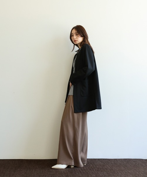 select MOCA Et（セレクトモカエト）の「【Et】Brushed Lining Jacket Wrap Skirt Set（セットアップ・レディース・モカ/アイボリー/ブラック・FREE）」の9枚目の写真